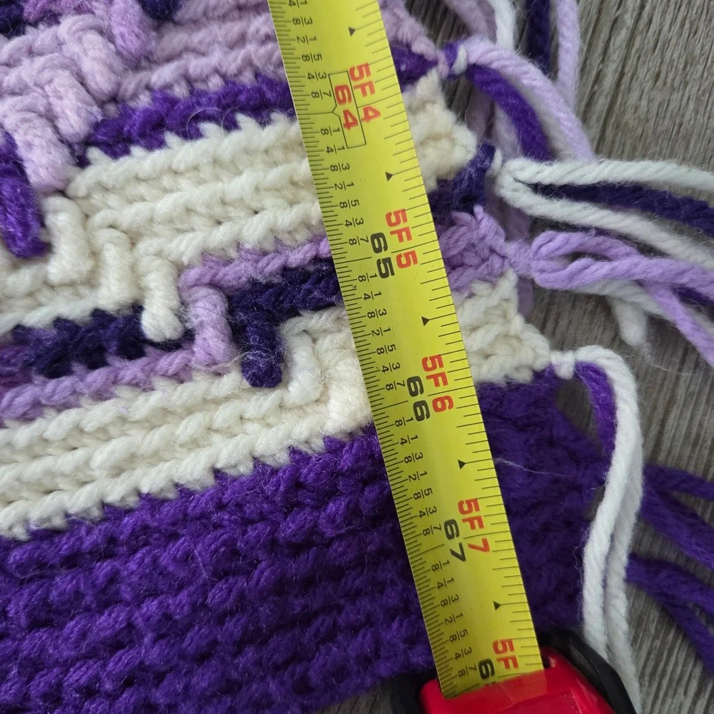 Handmade Crochet Purple Mosaic Afghan Throw Blanket Geometric 55x67 Cottagecore
